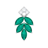 Real Emerald and Diamond Leaf Cartilage Earring
