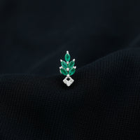 Real Emerald and Diamond Leaf Cartilage Earring