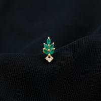 Real Emerald and Diamond Leaf Cartilage Earring
