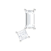 Baguette and Princess Cut Moissanite 2 Stone Helix Earring