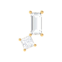 Baguette and Princess Cut Moissanite 2 Stone Helix Earring