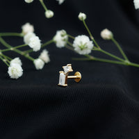 Baguette and Princess Cut Moissanite 2 Stone Helix Earring