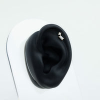 Baguette and Princess Cut Moissanite 2 Stone Helix Earring