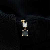Round Black Onyx and Diamond Helix Drop Earring