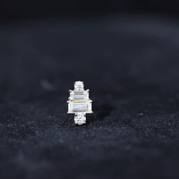 Baguette and Round Moissanite Designer Earring for Helix Piercing
