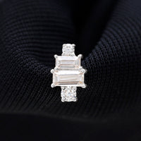 Baguette and Round Moissanite Designer Earring for Helix Piercing