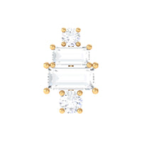 Baguette and Round Moissanite Designer Earring for Helix Piercing