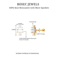 Baguette and Round Moissanite Designer Earring for Helix Piercing