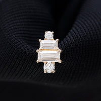 Baguette and Round Moissanite Designer Earring for Helix Piercing