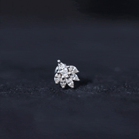 Marquise Moissanite Cluster Leaf Earring for Cartilage Piercing