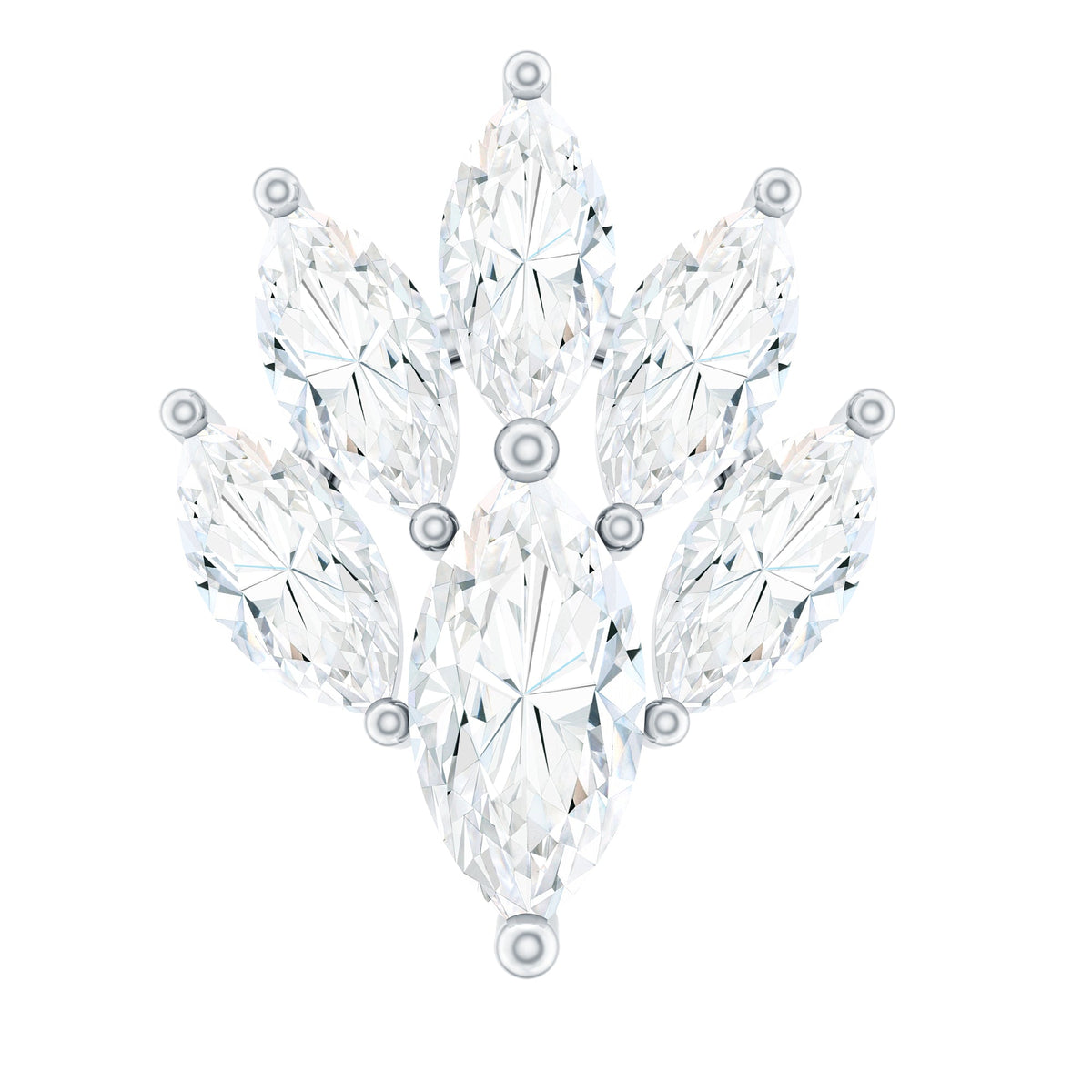 Marquise Moissanite Cluster Leaf Earring for Cartilage Piercing