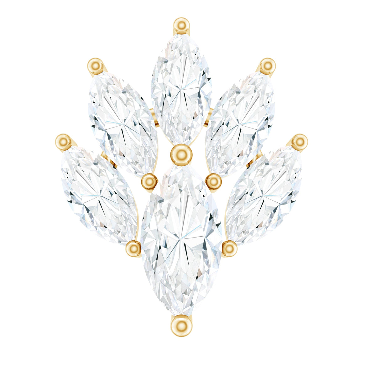 Marquise Moissanite Cluster Leaf Earring for Cartilage Piercing