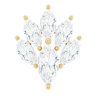 Marquise Moissanite Cluster Leaf Earring for Cartilage Piercing