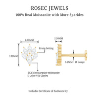 Marquise Moissanite Cluster Leaf Earring for Cartilage Piercing
