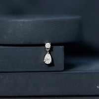 Pear and Round Cut Diamond Stud Drop Helix Earring