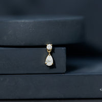 Pear and Round Cut Diamond Stud Drop Helix Earring