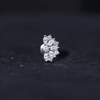 Natural Marquise and Round Diamond Floral Cartilage Earring