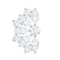 Natural Marquise and Round Diamond Floral Cartilage Earring