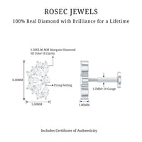 Natural Marquise and Round Diamond Floral Cartilage Earring