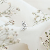 Natural Marquise and Round Diamond Floral Cartilage Earring