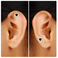 Moissanite Heart Shape Earring with Moissanite Halo