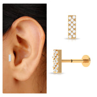Genuine Diamond Bar Earring for Cartilage Piercing