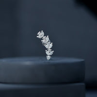 Marquise and Round Moissanite Leaf Helix Earring