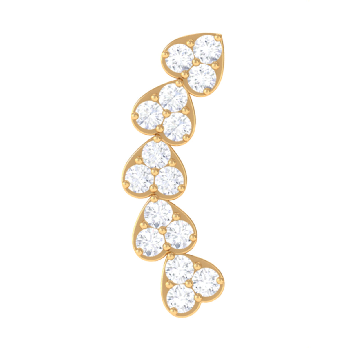 Certified Moissanite Heart Curved Crawler Earring