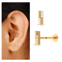 Simple Diamond Bar Earring for Tragus Piercing