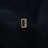 Baguette Cut Black Onyx Helix Earring in Bezel Setting