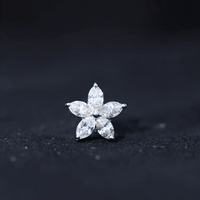 Marquise Cut Moissanite Floral Earring for Cartilage Piercing