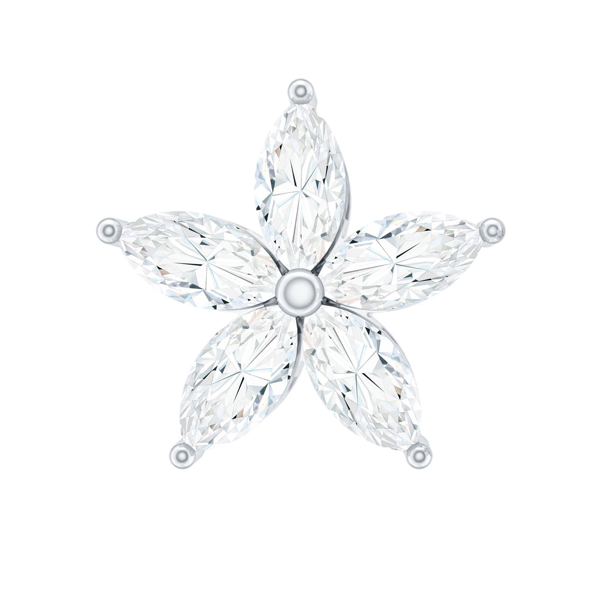 Marquise Cut Moissanite Floral Earring for Cartilage Piercing