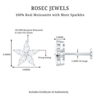 Marquise Cut Moissanite Floral Earring for Cartilage Piercing