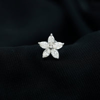 Marquise Cut Moissanite Floral Earring for Cartilage Piercing