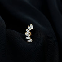 Certified Natural Baguette Diamond Crawler Earring