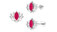 Marquise Ruby Lotus Earring for Helix Piercing