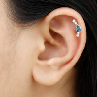 London Blue Topaz Ear Crawler Earring with Diamond
