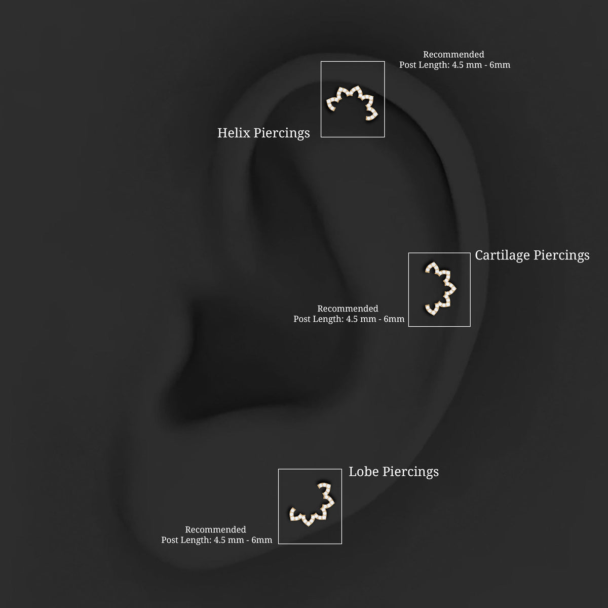 Certified Moissanite Designer Earring for Cartilage Piercing