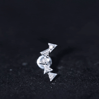 Genuine Diamond Geometric Curved Cartilage Earring