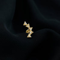 Genuine Diamond Geometric Curved Cartilage Earring