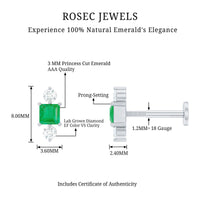 Natural Emerald and Lab Grown Diamond Helix Earring