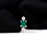 Natural Emerald and Lab Grown Diamond Helix Earring