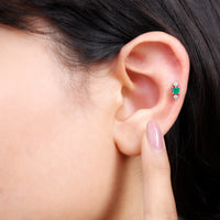 Natural Emerald and Lab Grown Diamond Helix Earring