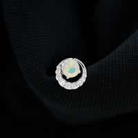 Ethiopian Opal and Diamond Circle Cartilage Earring
