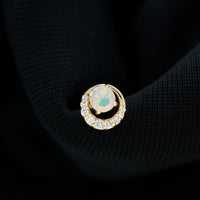 Ethiopian Opal and Diamond Circle Cartilage Earring