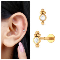 Dainty Diamond Beaded Conch Earring