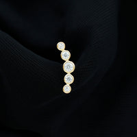 Bezel Set Round Moissanite Curved Crawler Earring