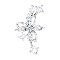 Certified Moissanite Flower Crawler Earring