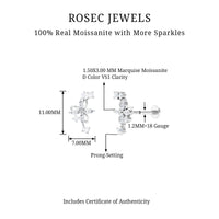Certified Moissanite Flower Crawler Earring