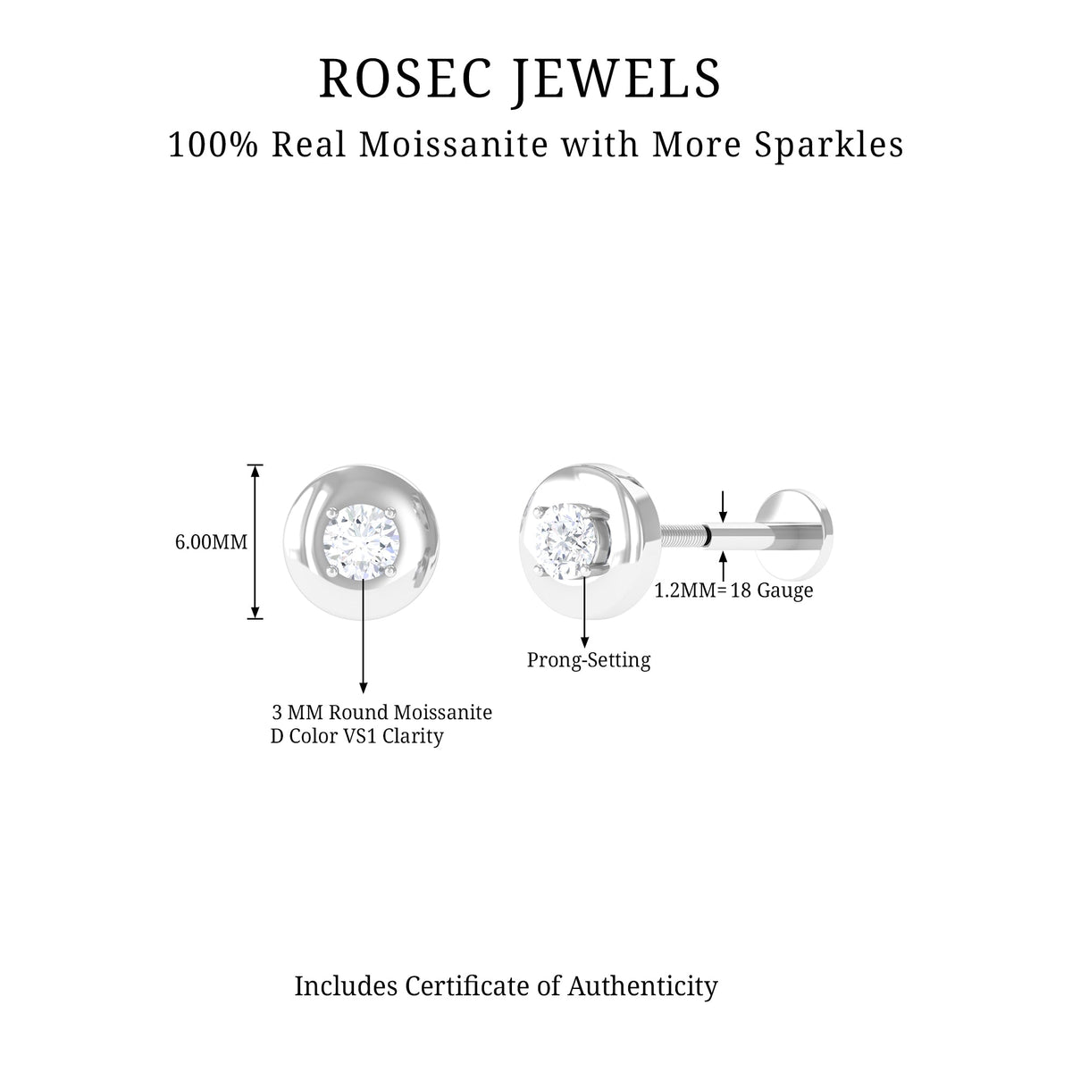 Solitaire Moissanite Circle Cartilage Earring